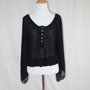 sheer peasant top with lace detail